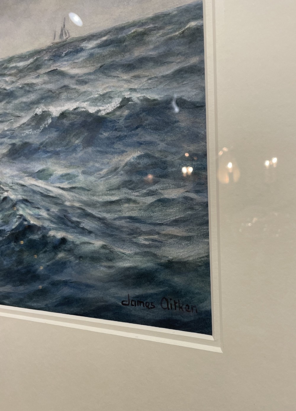 James Aitken Marine Watercolour, ‘Off The Manx Coast’ View III