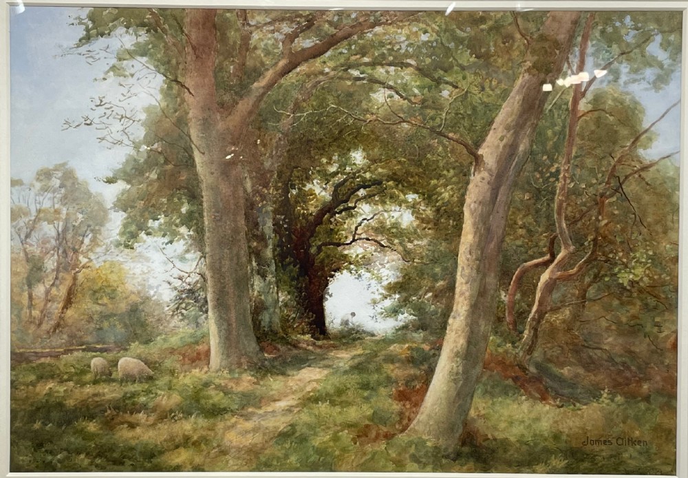James Aitken Watercolour, Isle of Man Landscape, Ballasalla. View II