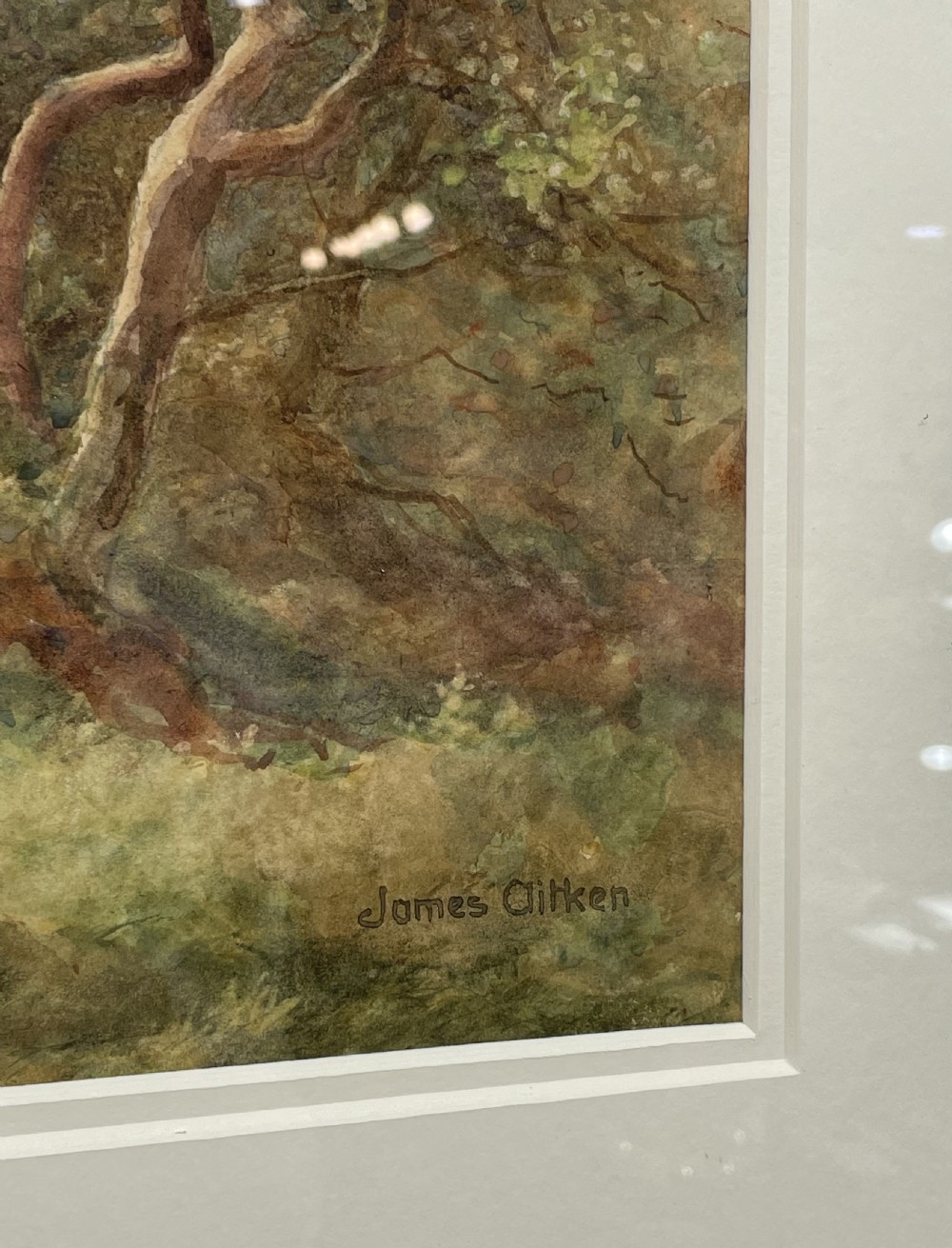 James Aitken Watercolour, Isle of Man Landscape, Ballasalla. View VII
