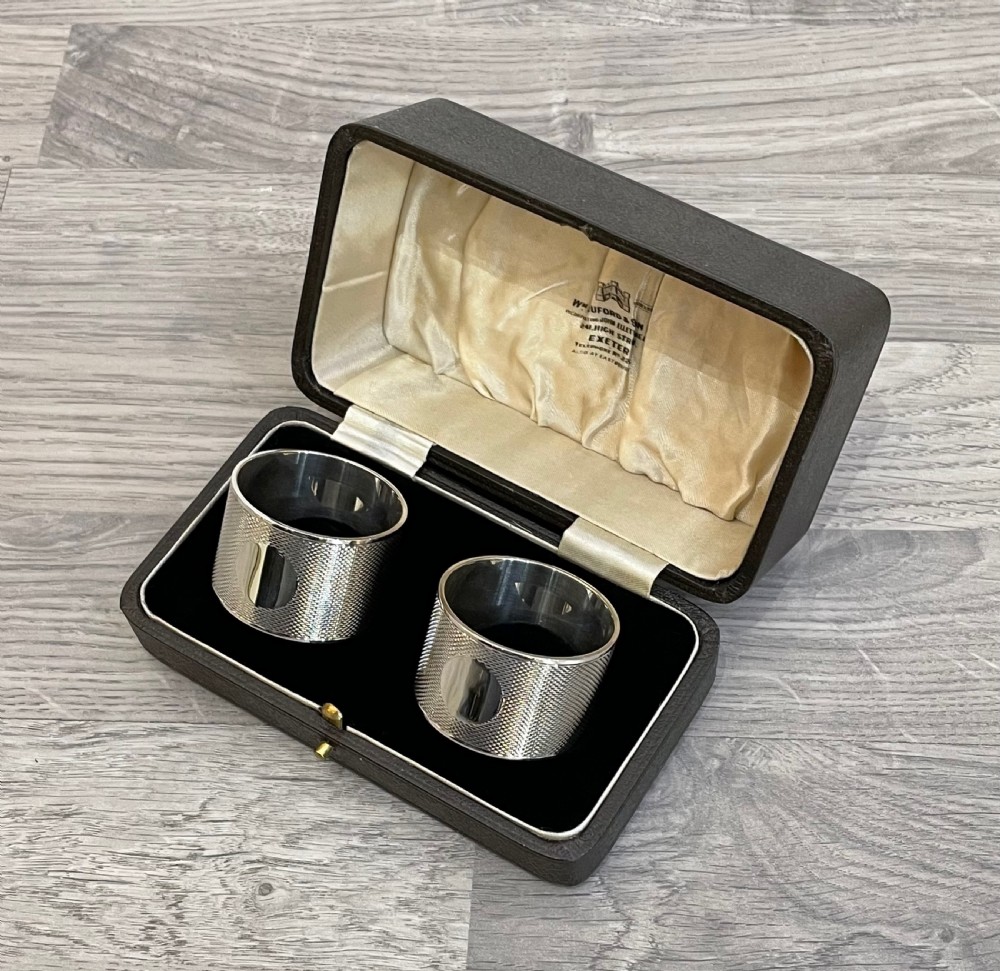 George VI solid silver napkin rings, very heavy. 1939