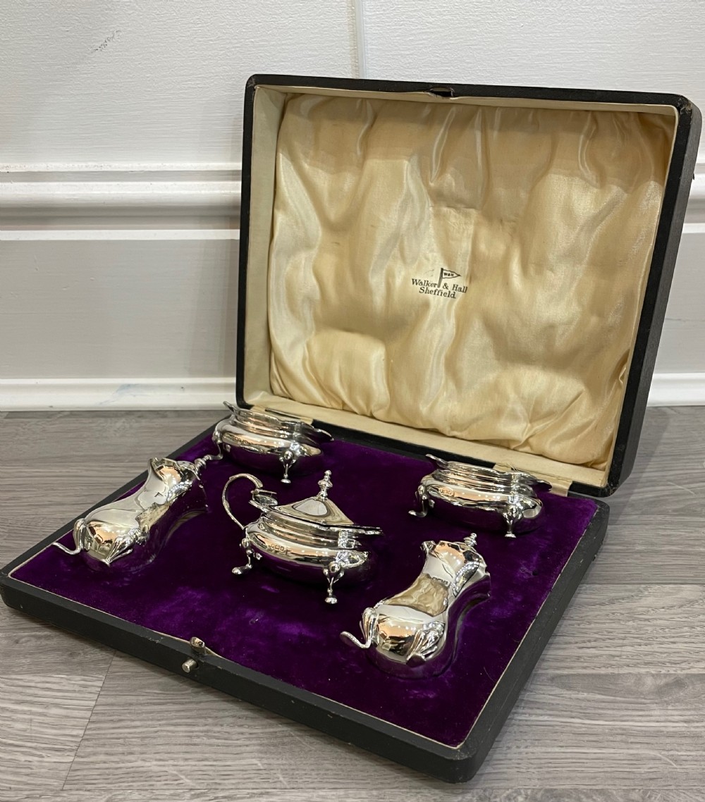 Quality George V Solid Silver Cruet Set by Walker & Hall View II