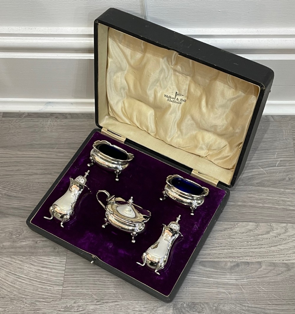 Quality George V Solid Silver Cruet Set by Walker & Hall View IV