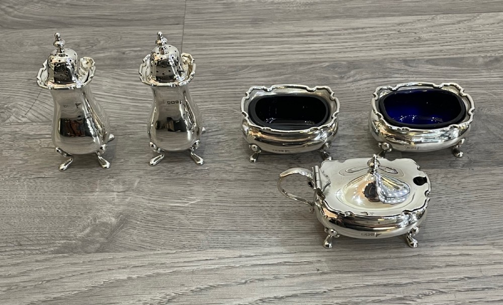 Quality George V Solid Silver Cruet Set by Walker & Hall View VII