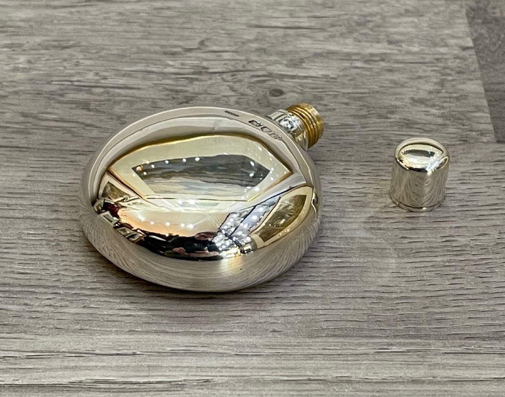 Victorian Solid Silver Moon Flask Scent Bottle by Sampson Mordan View VI