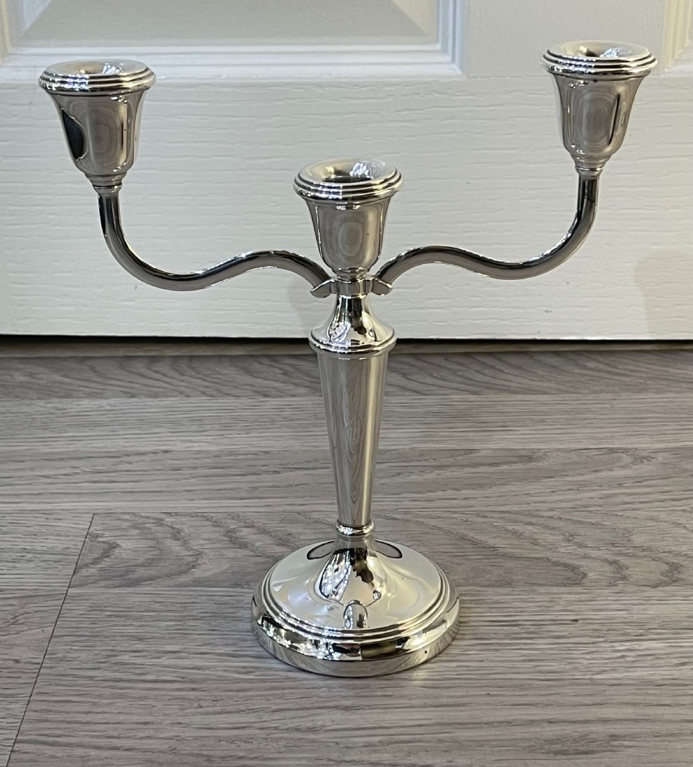 Solid Silver Three Branch Candelabra