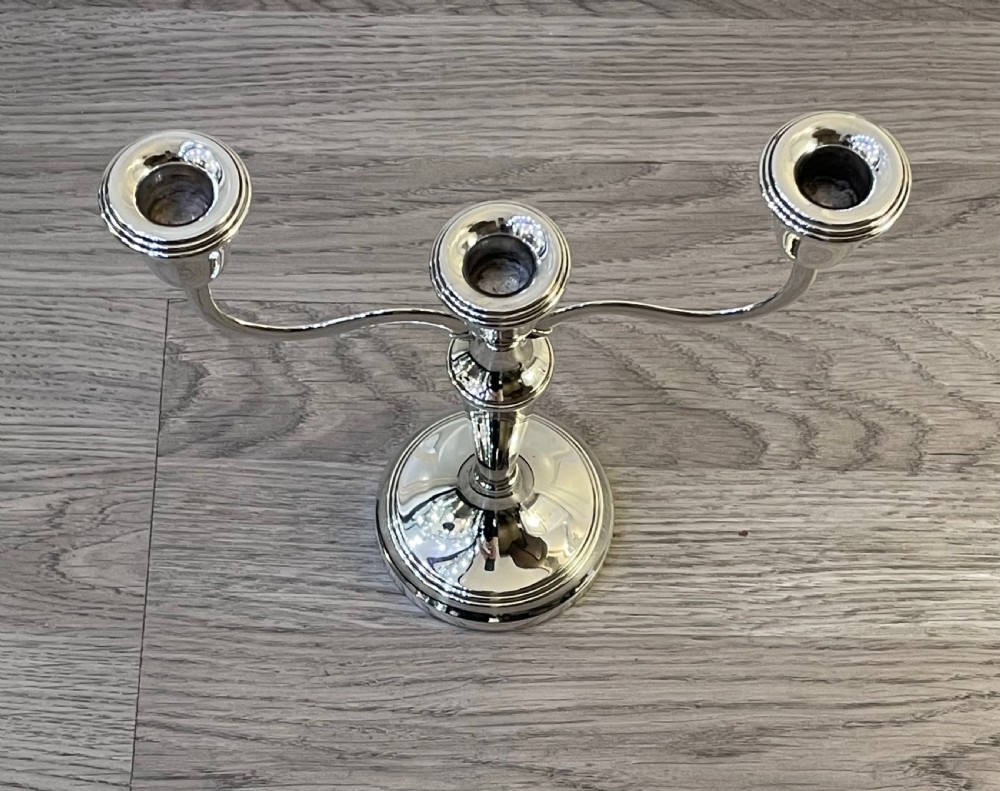 Solid Silver Three Branch Candelabra View IV