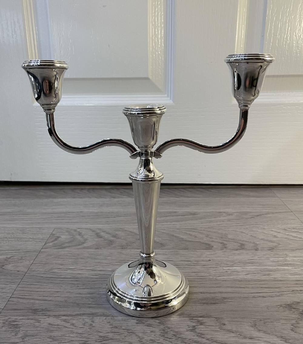 Solid Silver Three Branch Candelabra View V