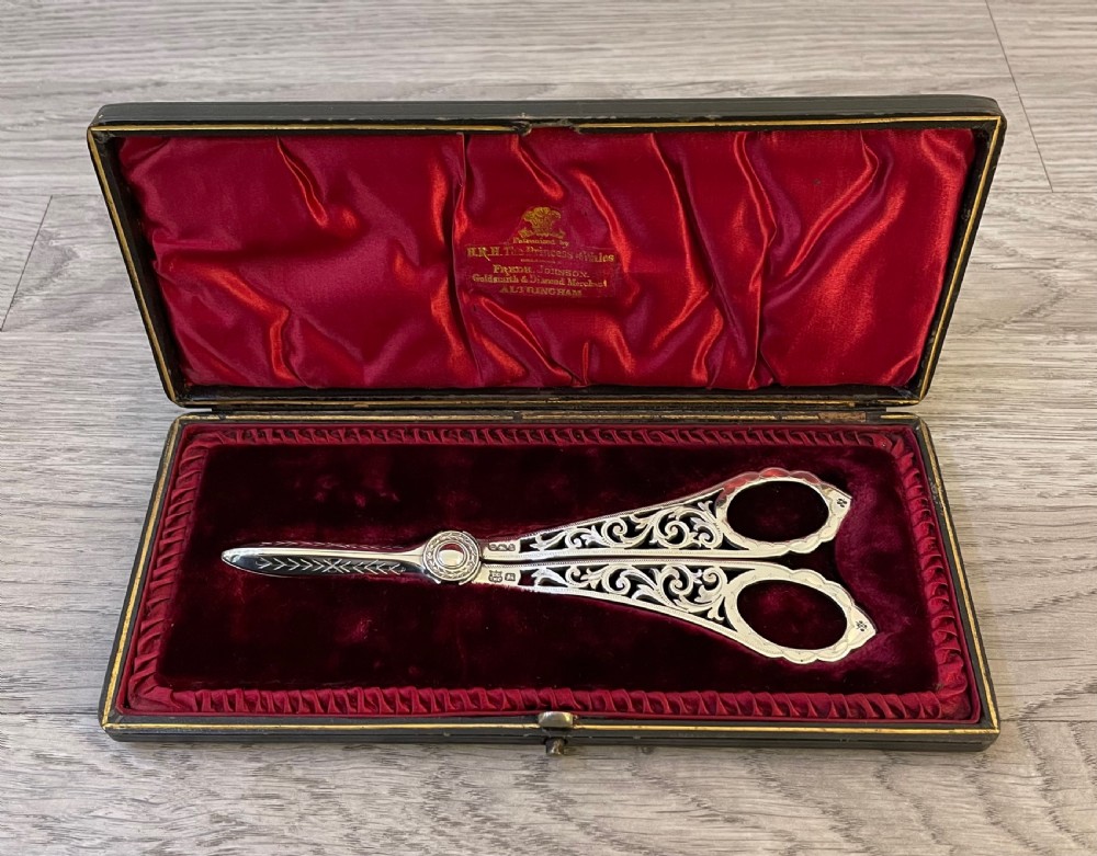 Quality Victorian Silver Grape Scissors, 1894 View IV