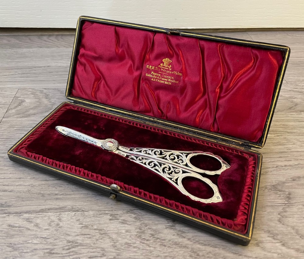 Quality Victorian Silver Grape Scissors, 1894 View V
