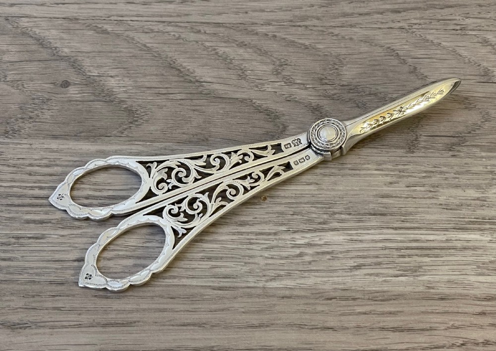 Quality Victorian Silver Grape Scissors, 1894 View VI