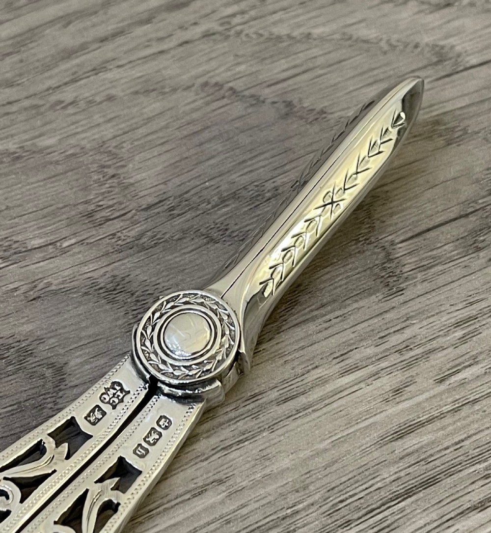 Quality Victorian Silver Grape Scissors, 1894 View VII
