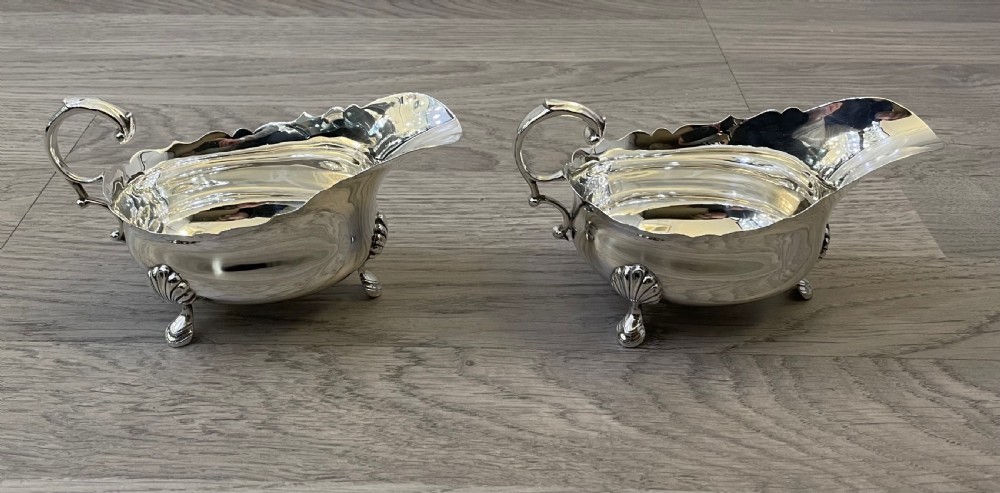 Good Pair of George V Solid Silver Sauce Boats