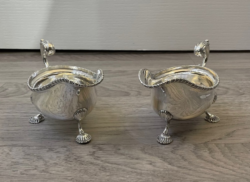 Pair of George V Solid Silver Sauce Boats by Harrods View IV