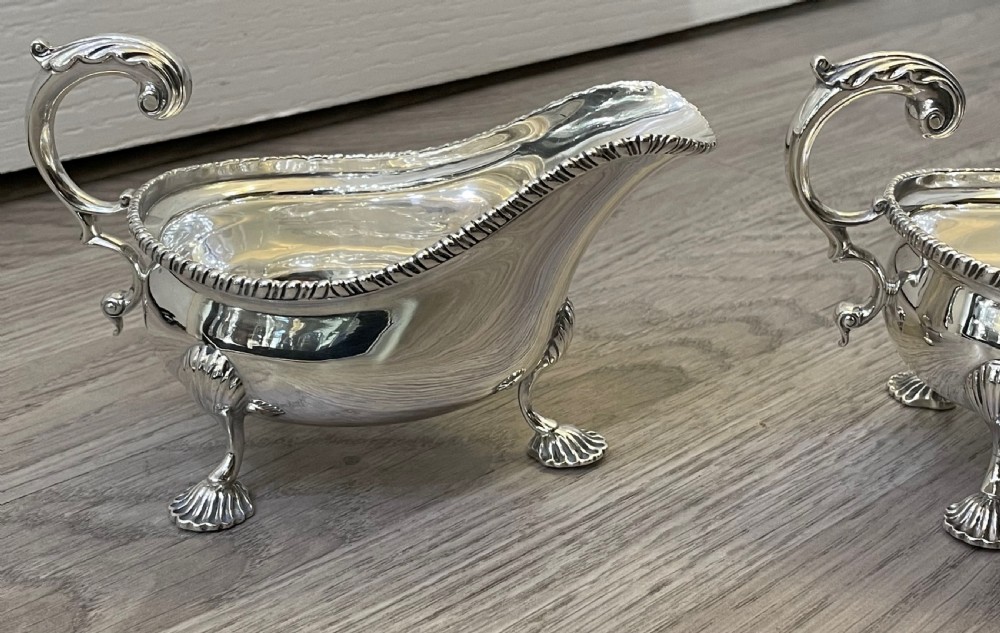 Pair of George V Solid Silver Sauce Boats by Harrods View VI