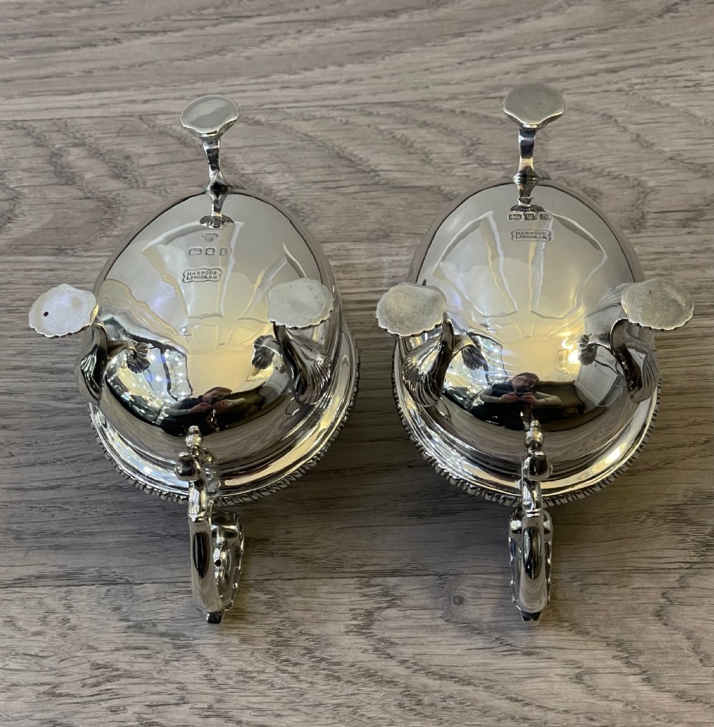 Pair of George V Solid Silver Sauce Boats by Harrods View VIII