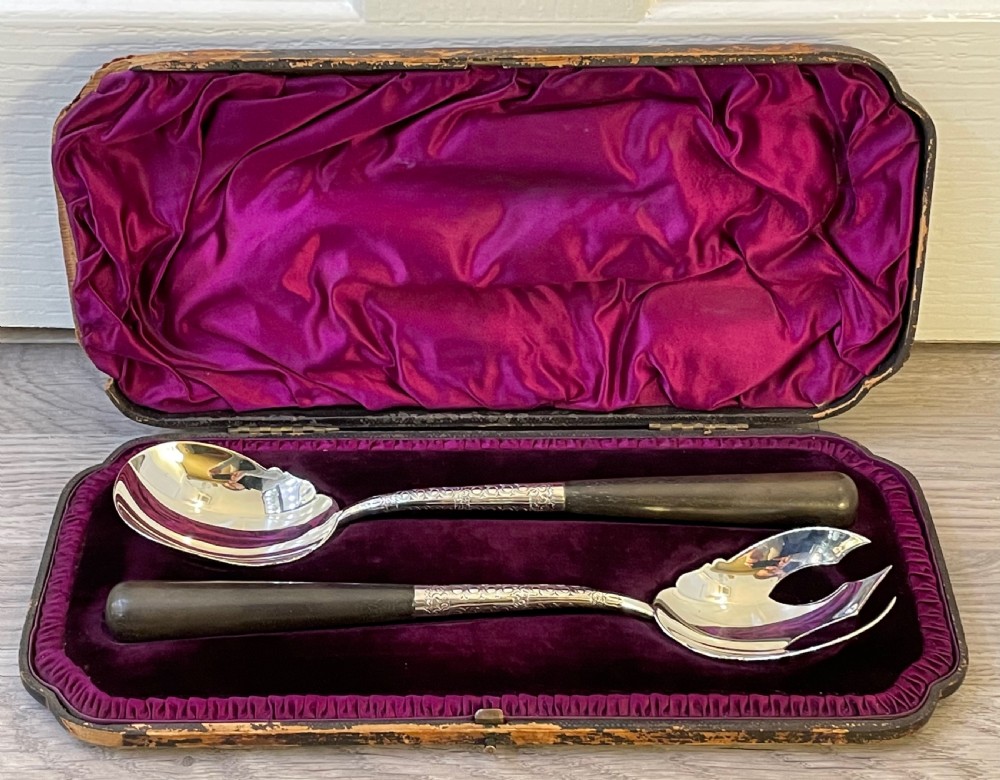 Victorian Solid Silver Salad Servers by William Hutton & Sons View III