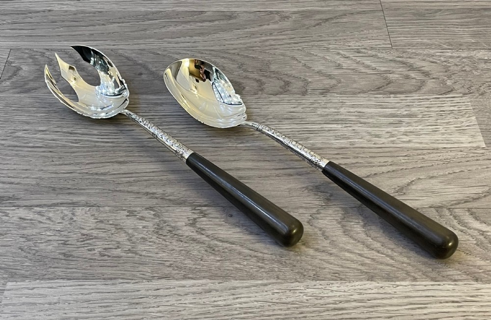 Victorian Solid Silver Salad Servers by William Hutton & Sons View V