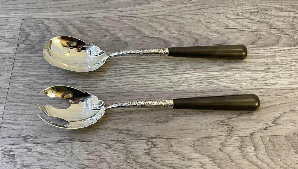 Victorian Solid Silver Salad Servers by William Hutton & Sons View VI