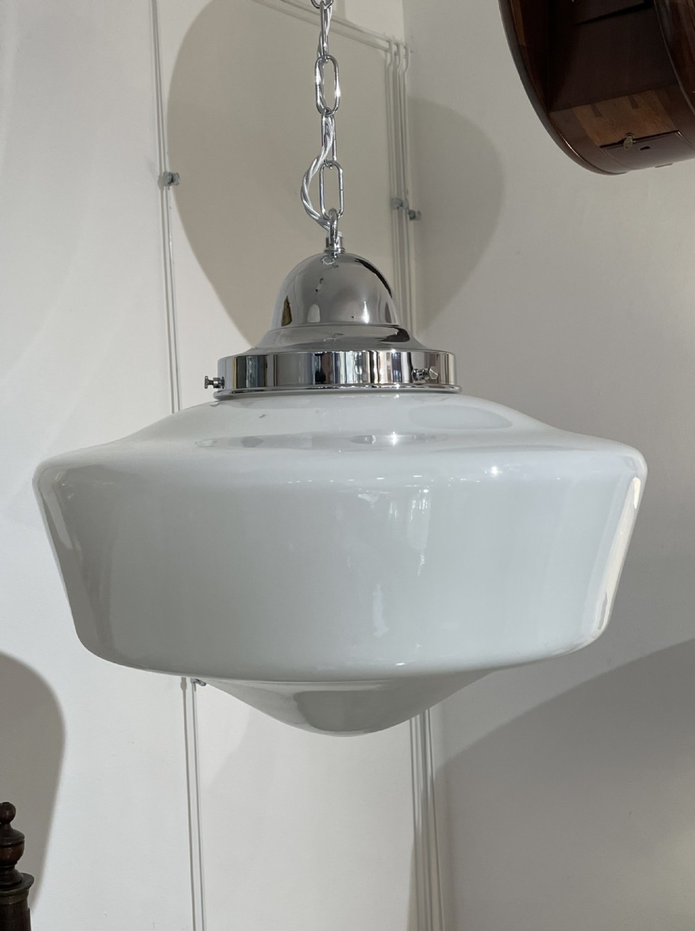 Very Large Art Deco Opaline Pendant Light
