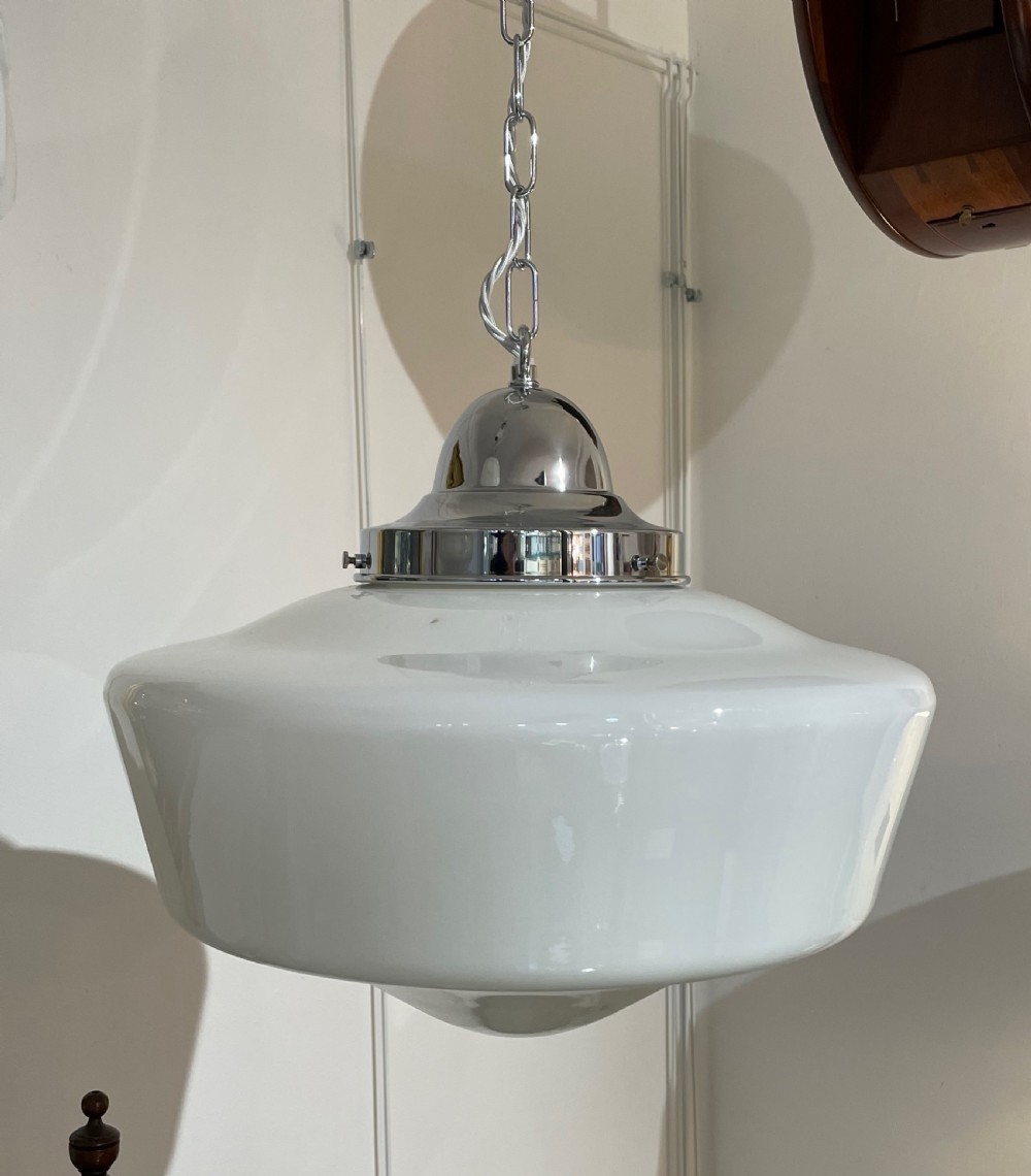 Very Large Art Deco Opaline Pendant Light View III