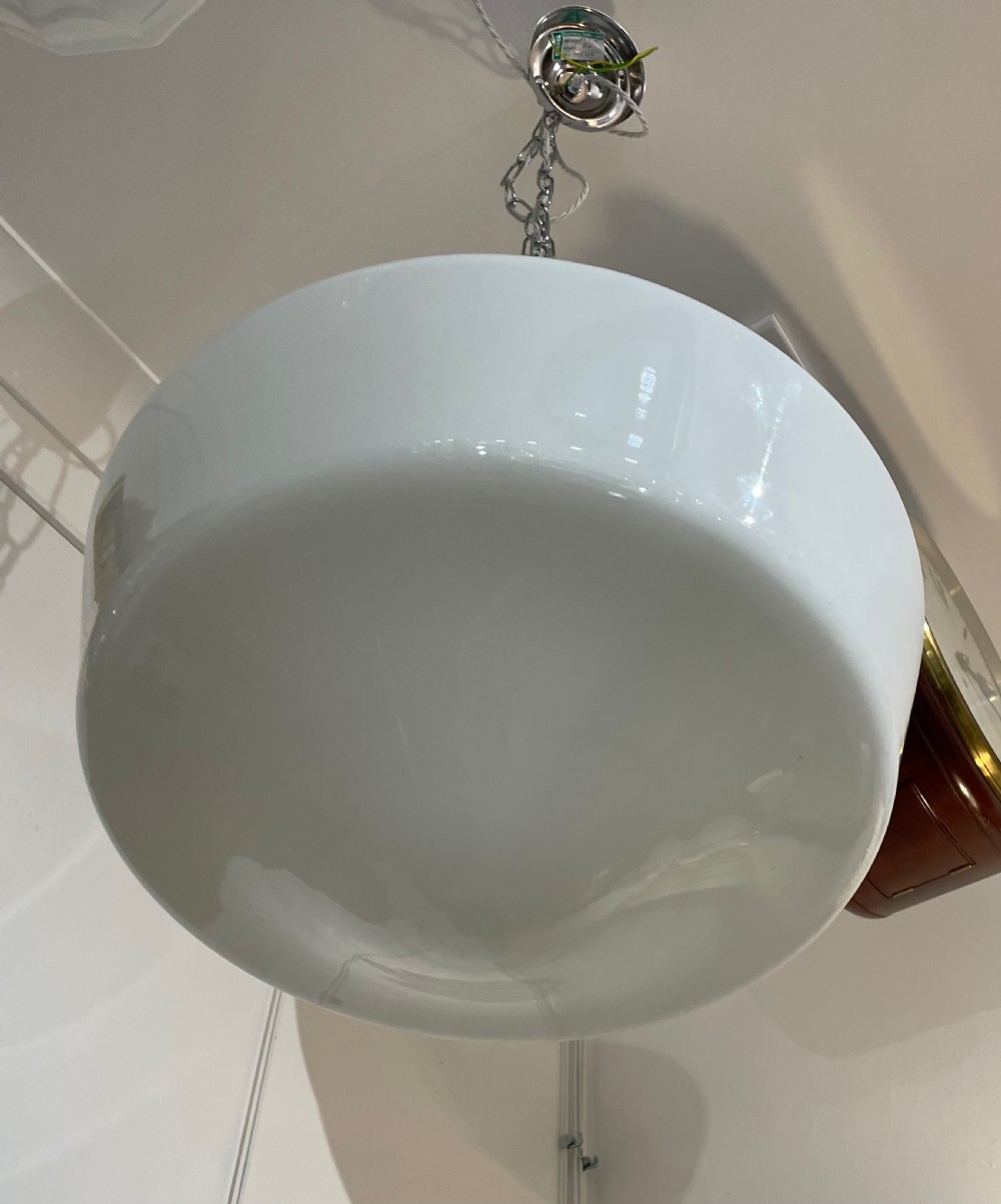 Very Large Art Deco Opaline Pendant Light View VI