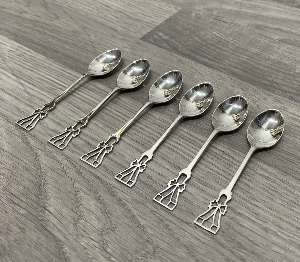 Pretty Set of Six Solid Silver Teaspoons by Lanson Ltd View VII
