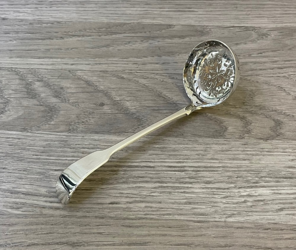 Victorian Silver Sugar Sifter Spoon, London 1866 by Chawner & Co View II