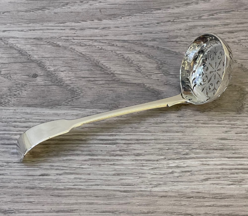 Victorian Silver Sugar Sifter Spoon, London 1866 by Chawner & Co View V