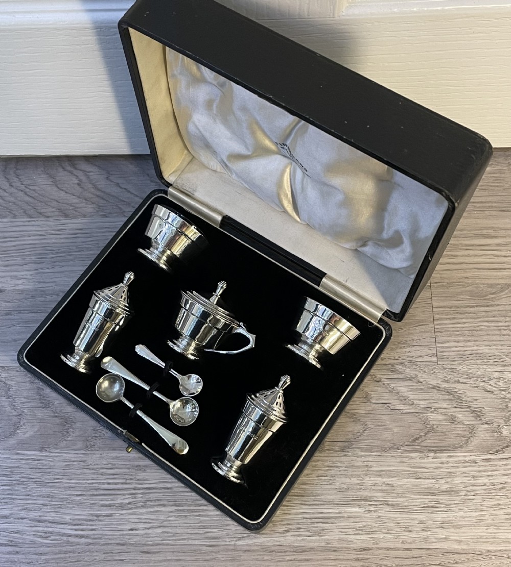 Art Deco Solid Silver Cruet Set, Adie Brothers View II