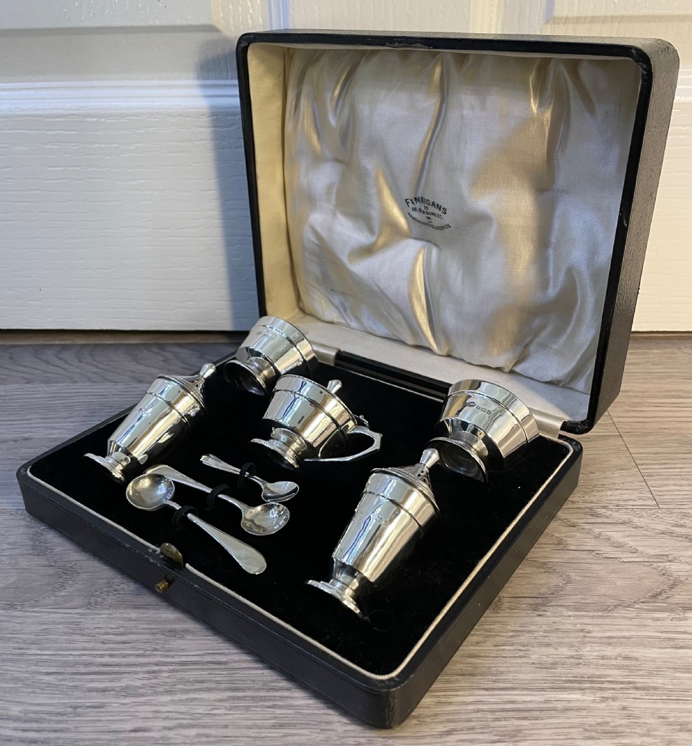 Art Deco Solid Silver Cruet Set, Adie Brothers View IV