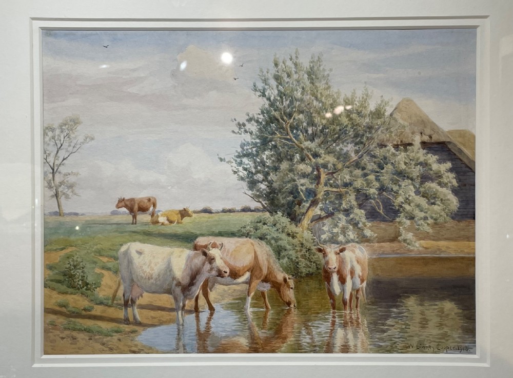 William Sidney Cooper (1854-1927) Watercolour, Cattle View IV