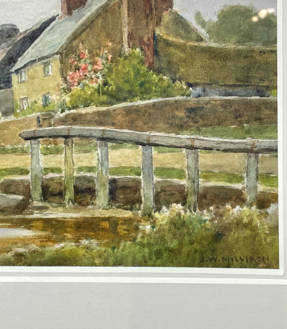 J W Milliken, Watercolour, Rural Village Scene View VII