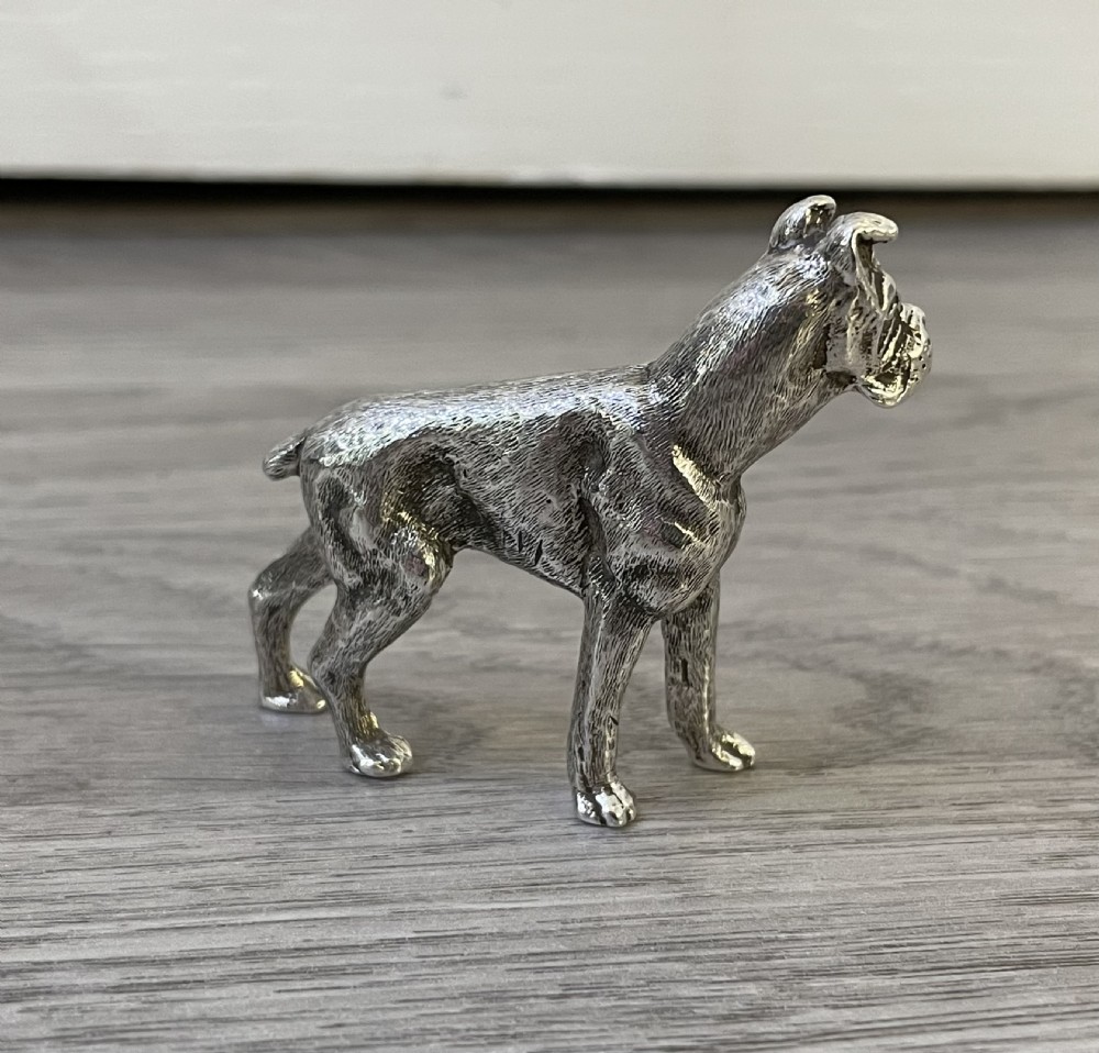 Cast Silver Model of a Boxer Dog View IV