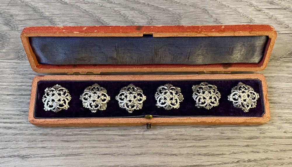 Cased Set of Six Victorian Silver Buttons