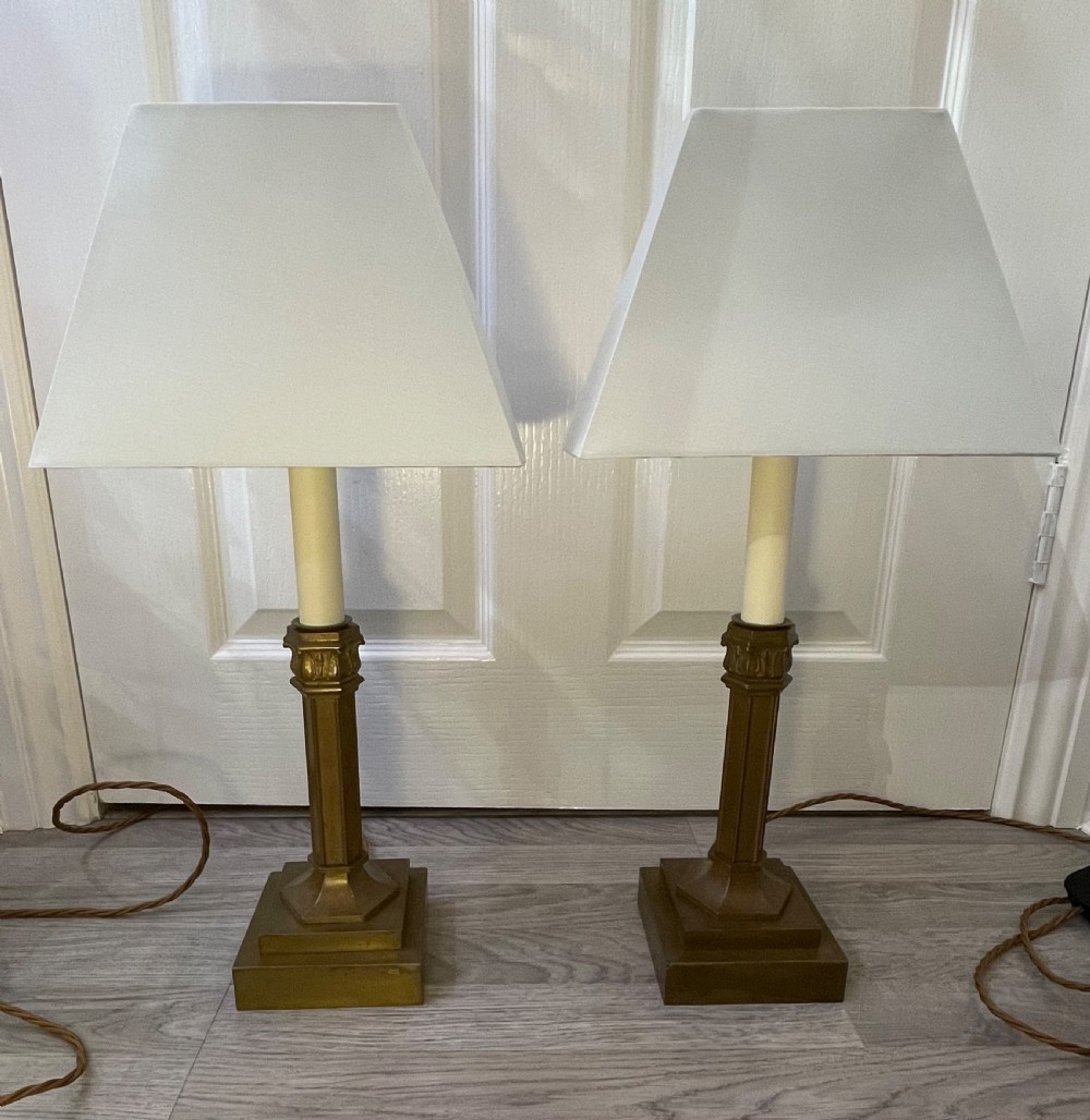 Good Pair 1930s Brass Table Lamps