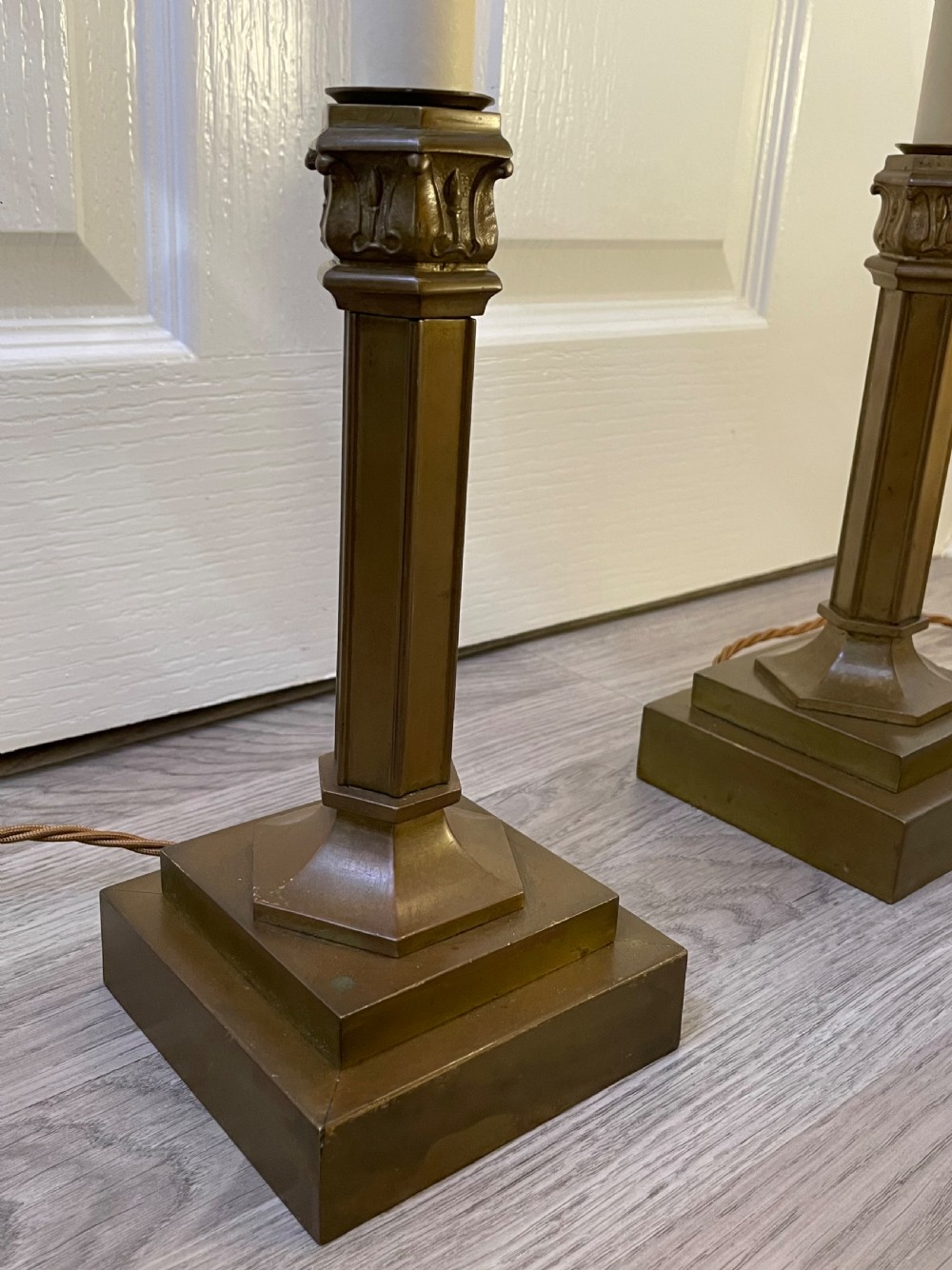 Good Pair 1930s Brass Table Lamps View VI