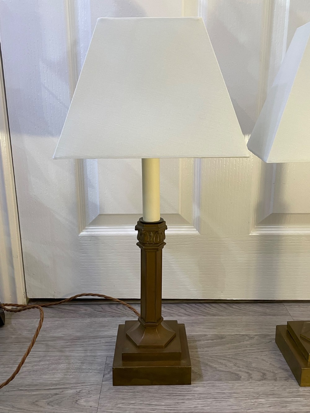 Good Pair 1930s Brass Table Lamps View XXII