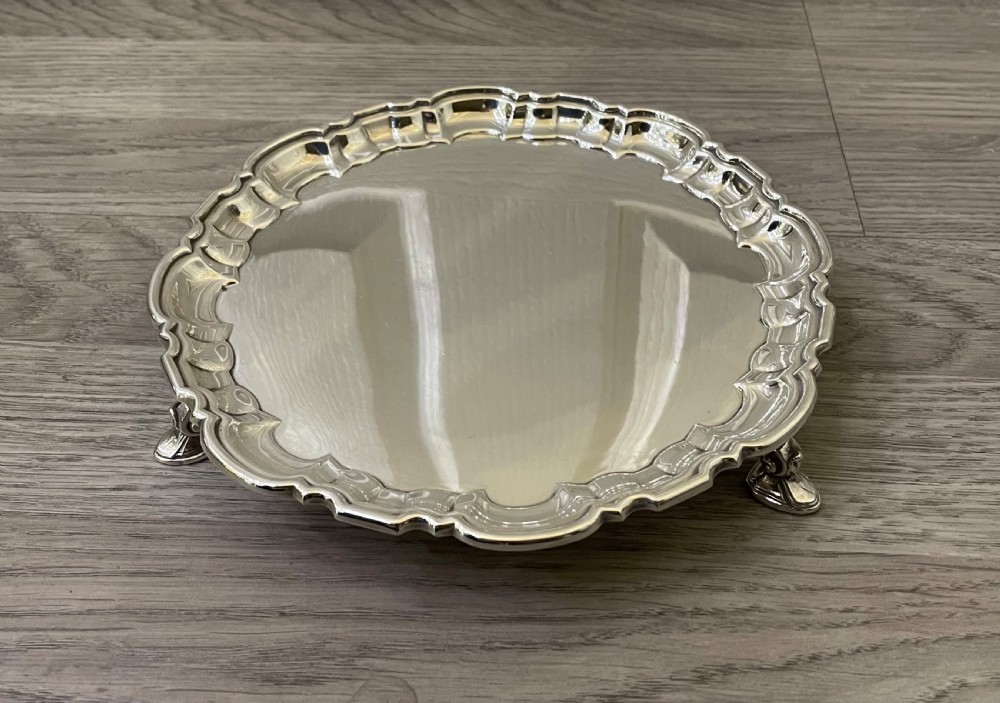 Quality Solid Silver Card Tray Salver by Elkington  View II