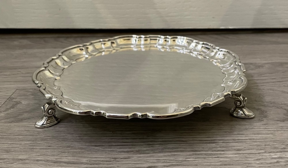 Quality Solid Silver Card Tray Salver by Elkington  View VII