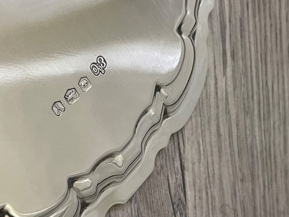 Quality Solid Silver Card Tray Salver by Elkington  View VIII