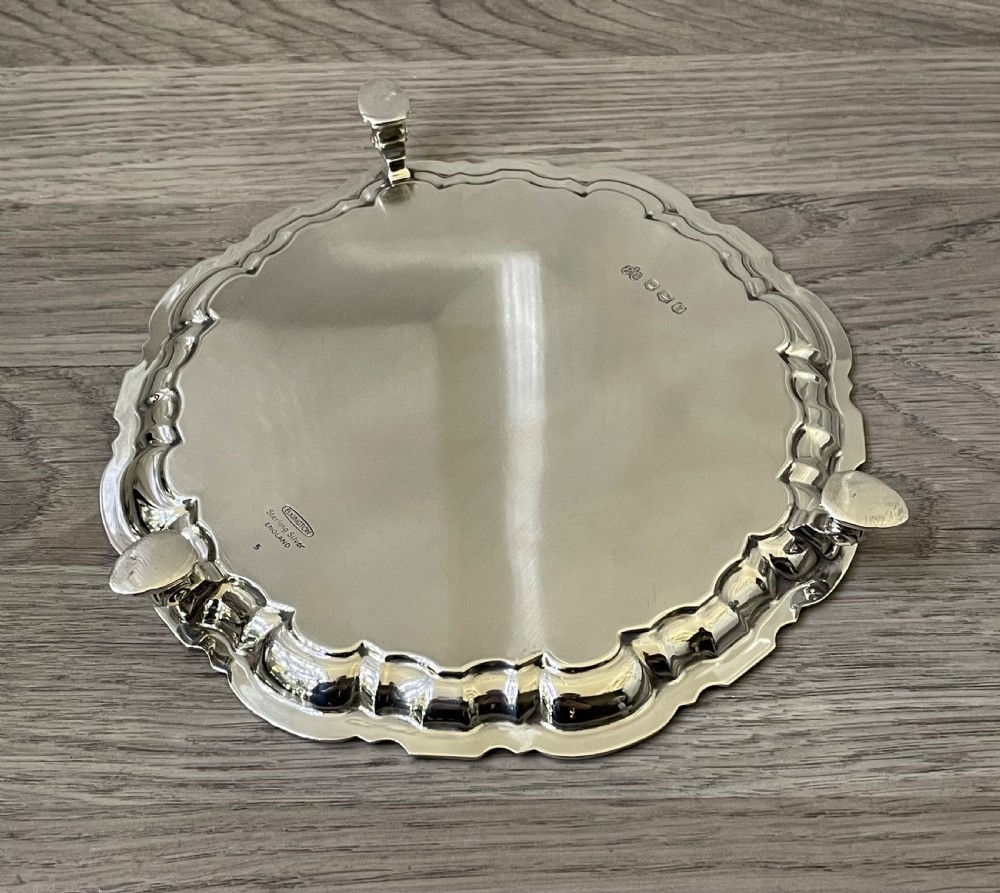 Quality Solid Silver Card Tray Salver by Elkington  View IX