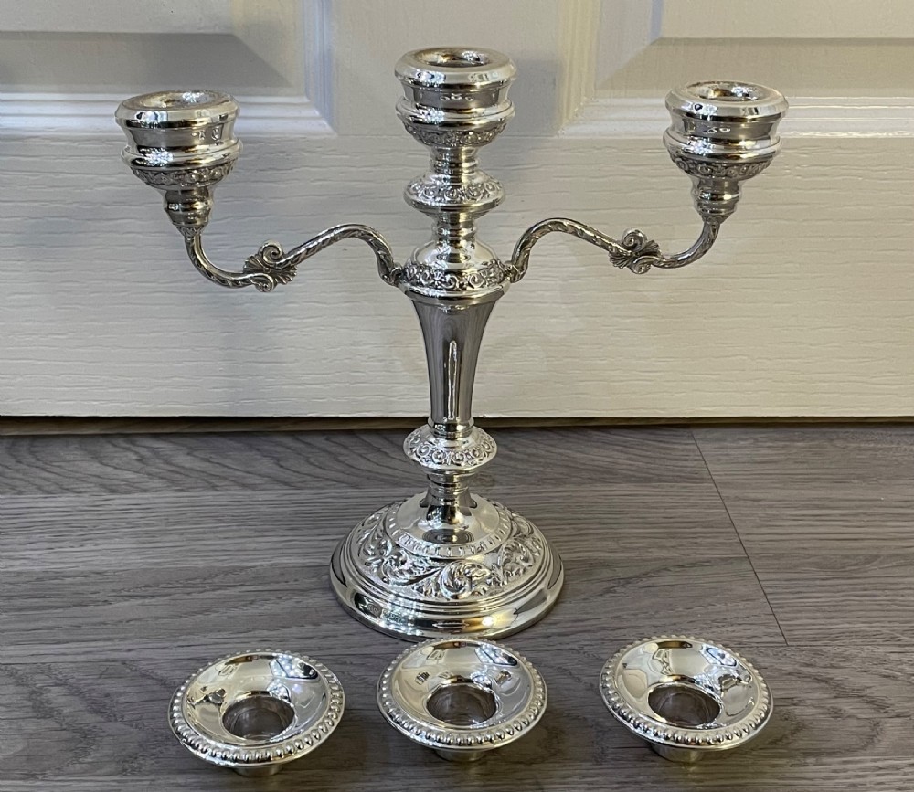 Solid Silver Three Branch Candelabra  View V