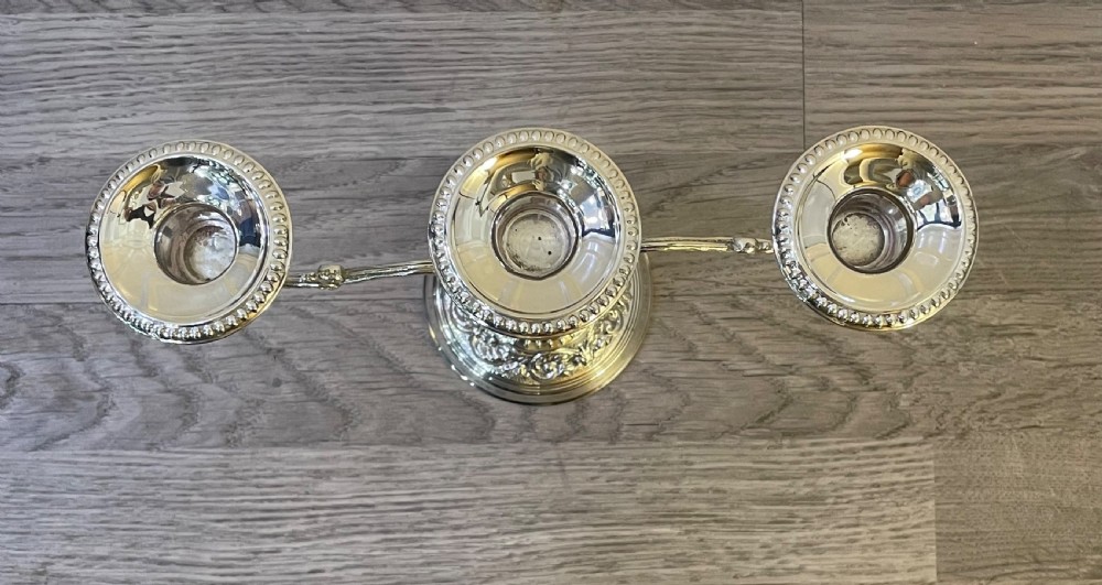Solid Silver Three Branch Candelabra  View VI