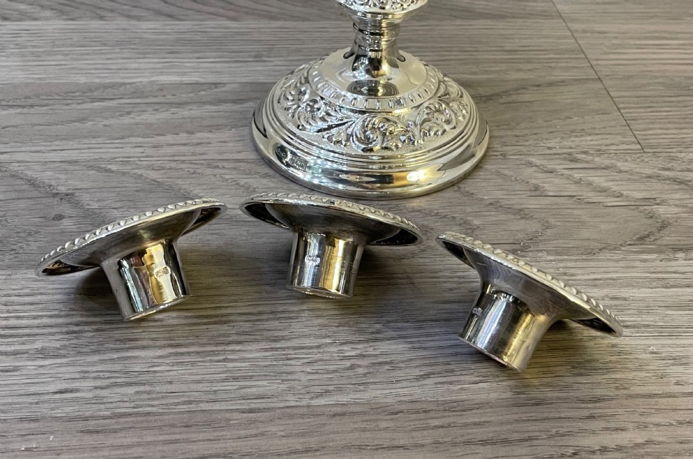 Solid Silver Three Branch Candelabra  View VII