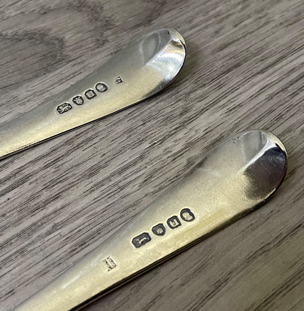 Superb pair of George III solid silver serving spoons, 1795 View VI