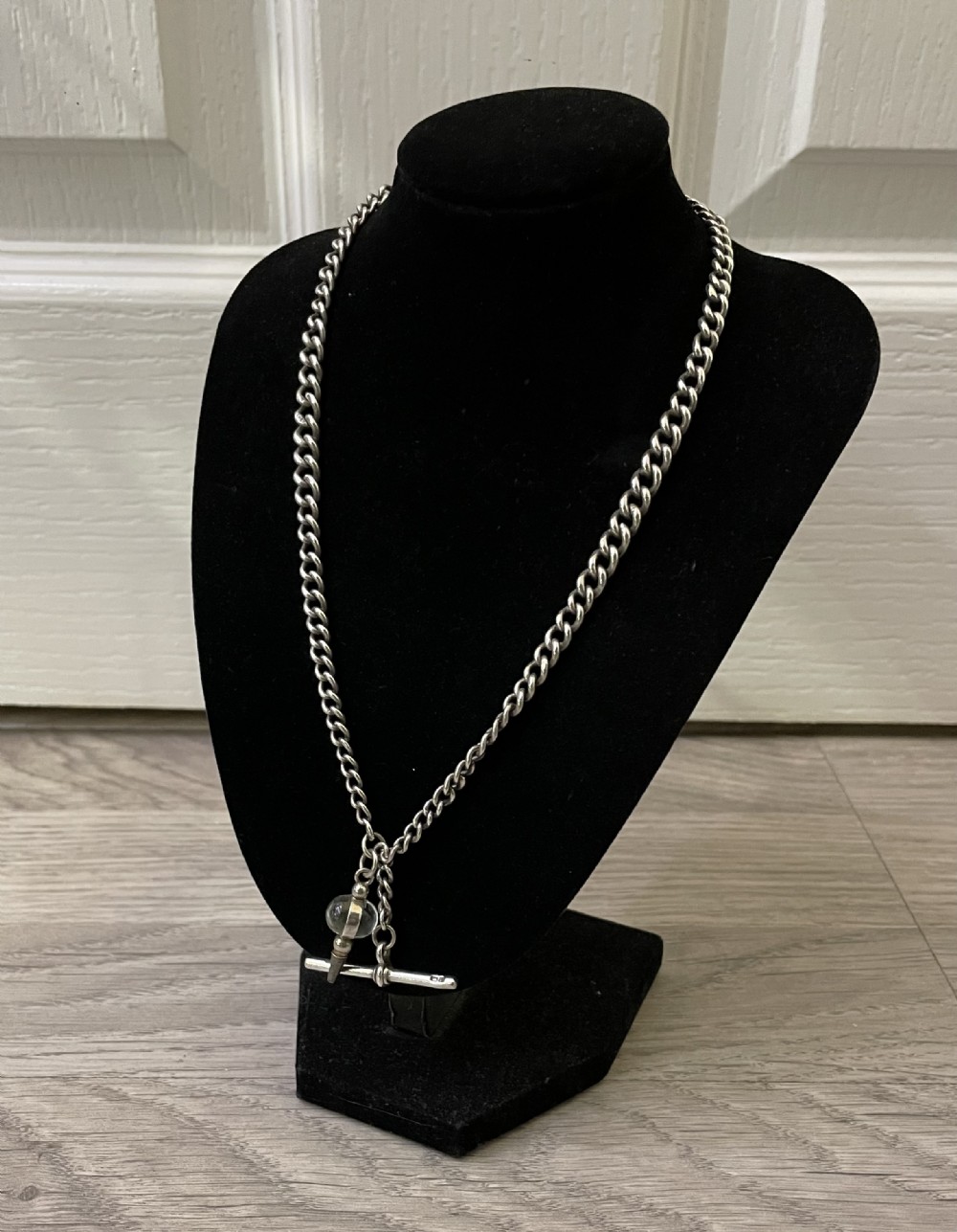 Victorian Solid Silver Albert Chain with Fob Key