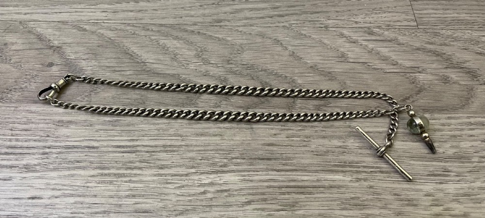 Victorian Solid Silver Albert Chain with Fob Key View IV