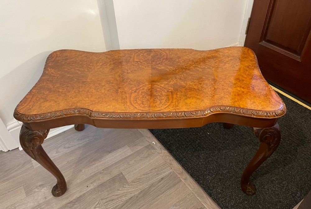 Antique Burr Walnut Queen Anne Style Coffee Table