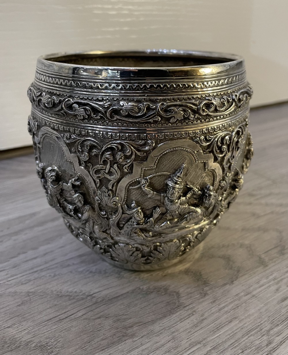 19th Century Burmese Silver Bowl View II