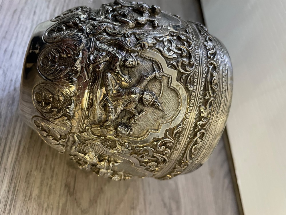 19th Century Burmese Silver Bowl View X